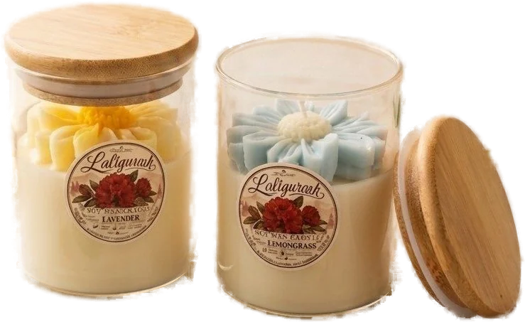Glass Jar, Wooden Lid candle